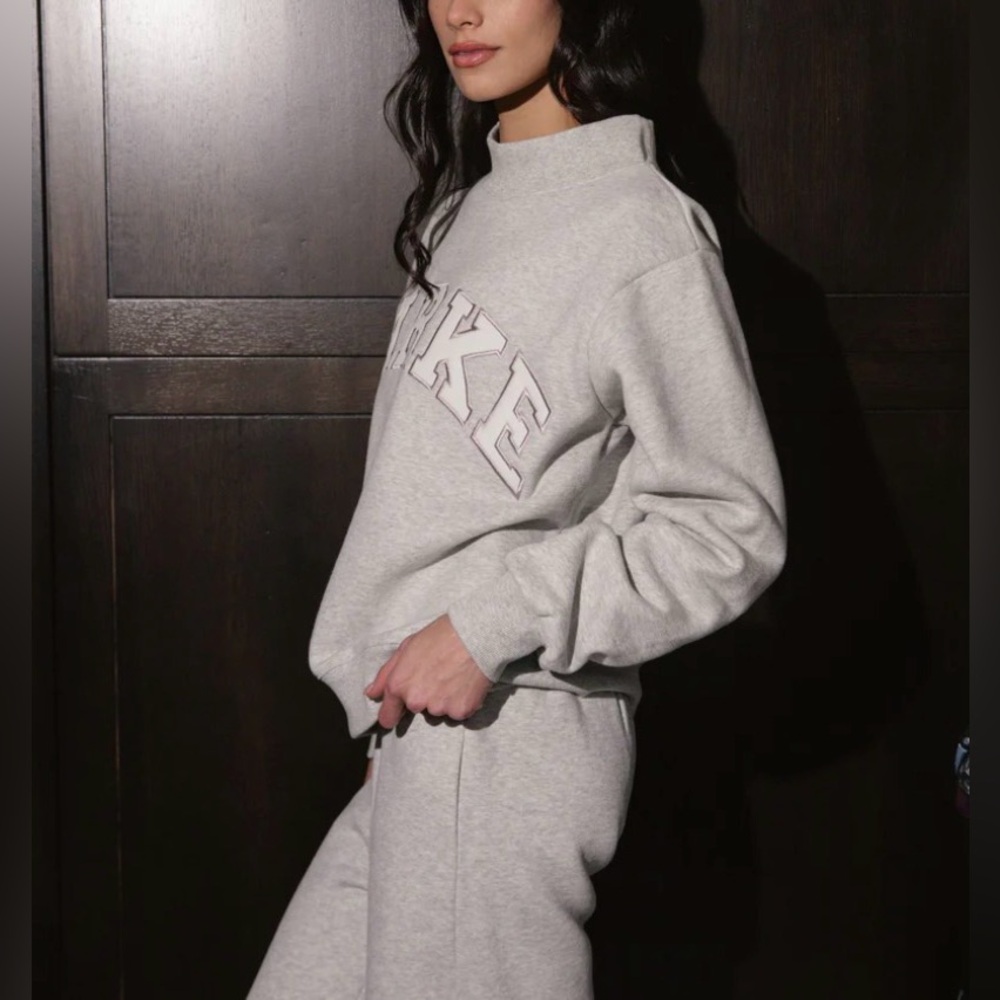 Parke Varsity Fleece Lined Mock Neck Sweatshirt Metallic/White - L/XL - Picture 3 of 13